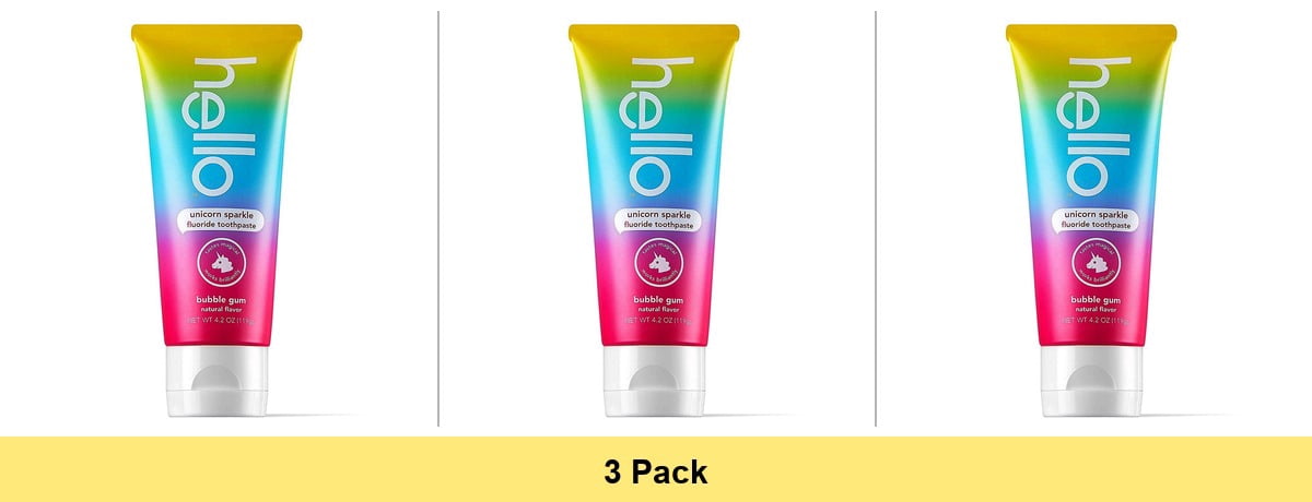 Hello Bubblegum Unicorn Sparkle Toothpaste for Kids, 4.2 oz - 3 Pack