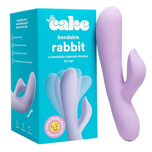 Hello Cake Bendable Rabbit Vibrator for Women, Waterproof & Rechargeable Massager Toy with 10 Vibrating Modes, Purple
