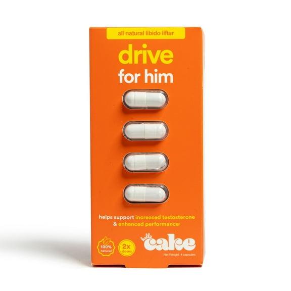 Hello Cake Drive for Him, Support Increased Testosterone and Endurance, 4 Count