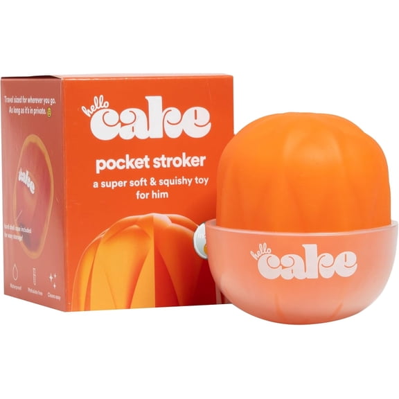 Hello Cake Pocket Stroker, Travel-Sized Sex Toy for Men and Couples, Handheld Male Stroker - Soft, Squishy Exterior with Ribbed Interior, Easy to Clean & Use, Waterproof