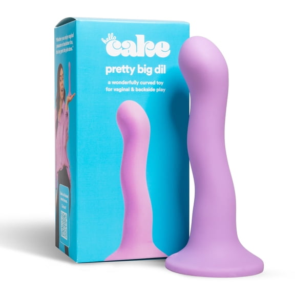 Hello Cake Pretty Big Dil Toy for Men and Women, Waterproof Curved Dildo for Vaginal or Backside Play, Purple