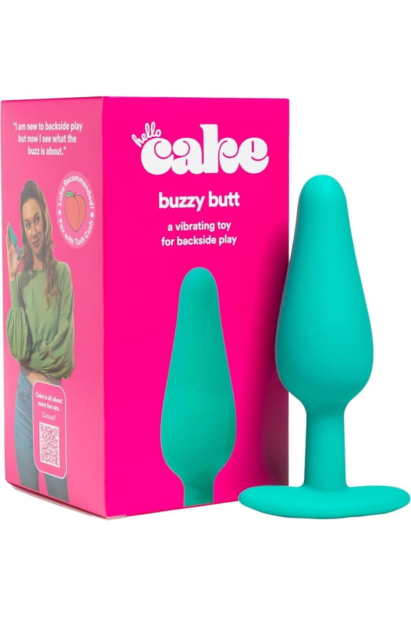 Buzzy Plug Vibrator for Men and Women, Waterproof & Rechargeable Backside Play Toy with 10 Modes, Teal