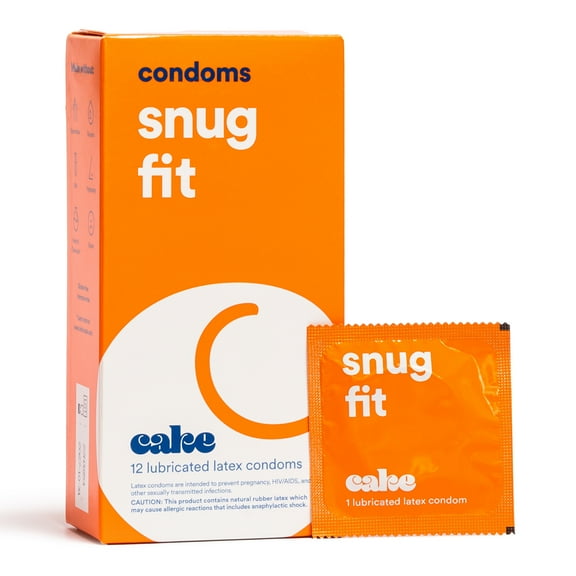 Hello Cake Snug Fit Condoms, Premium Silicone Lubricated Latex Condoms for Men, BPA Free, Fragrance-Free, Glycerin Free, 12 Count