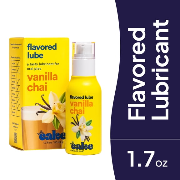 Hello Cake Premium Water-Based Lube, Edible Flavored Personal Lubricant for Men and Women, Vanilla Chai, 1.7 fl oz