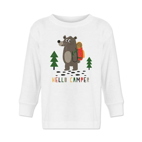 Hello Camper Long Sleeve Toddler - Toddler Long Sleeve Tee, White