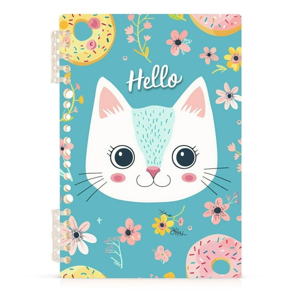 Hello Cat Face Notebooks 1-subject Journal 60 Sheets A5 College Ruled Paper Detachable Ring 8.3"x5.7"