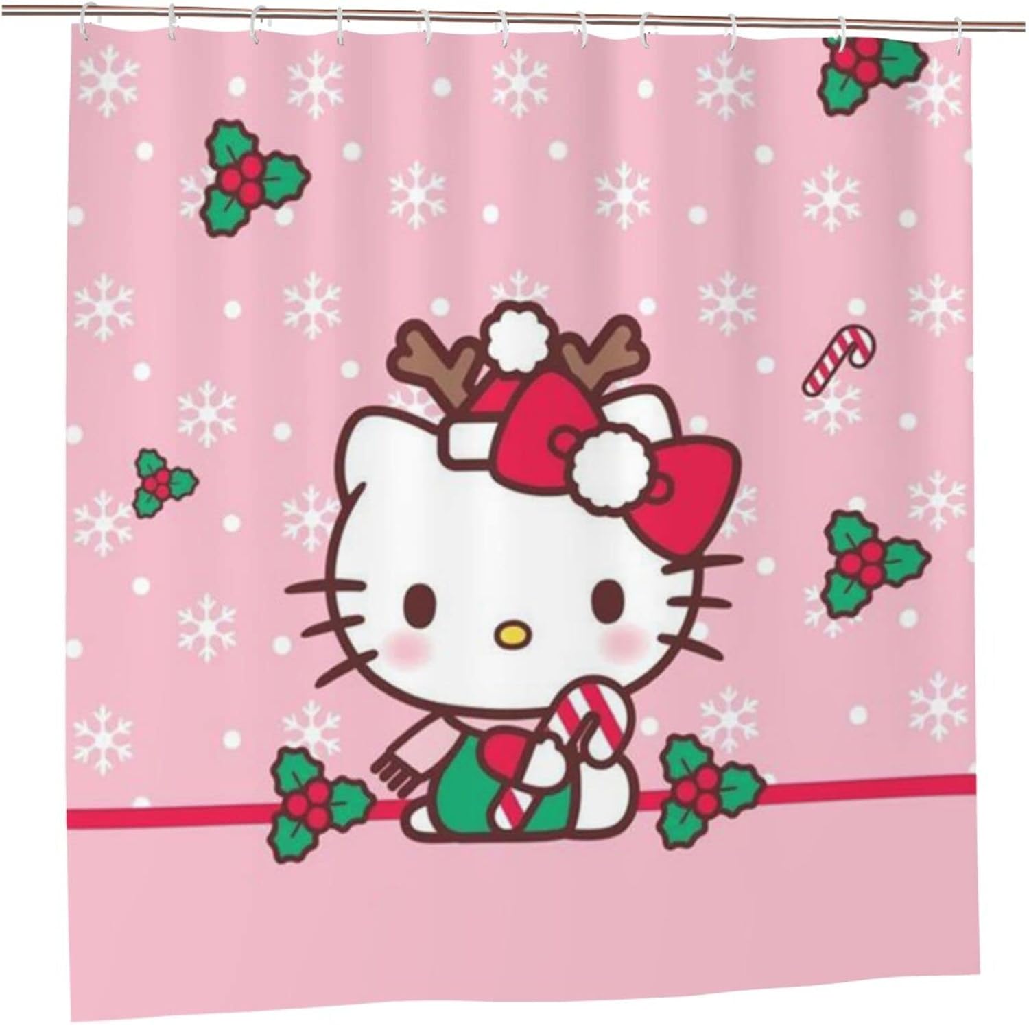 Hello Cat Kitty Cat Shower Curtain Pink Christmas Hello Cat Kitty ...