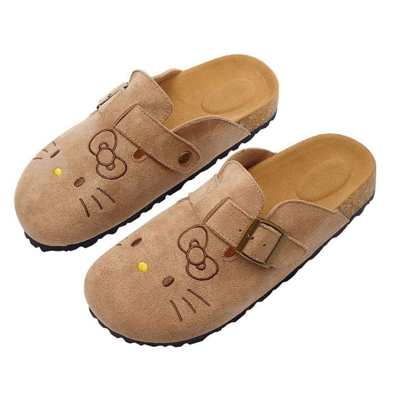 Hello Cat Slippers for Women Cartoon Kitty Suede Clogs Non-Slip Cute House Shoes for Indoor Outdoor Traveling Birthday Gift