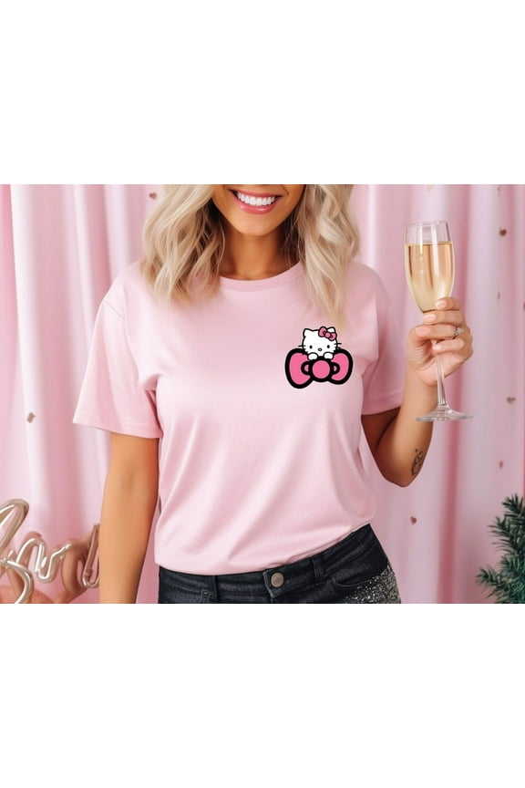 Hello Cat Super Kitties T-Shirt, Cute Girls Party, Hello Kitty Girls, Cute Kawaii Kitty Shirt,Light Pink color,size XL