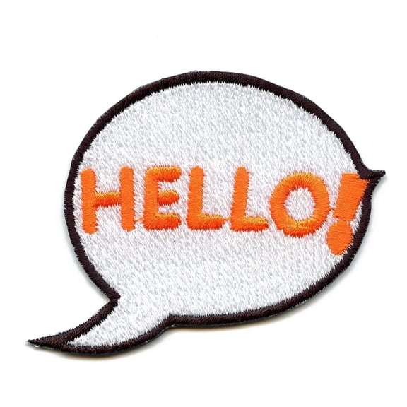 Hello Chat Bubble Iron On Embroidered Patch