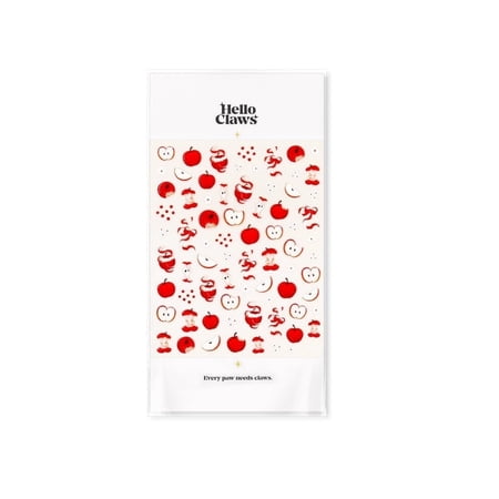 Hello Claws Red Apple 5D Jelly Nail Deco Sticker, 1 Sheet Nail Art Sticker Pack