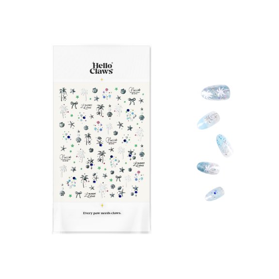 Hello Claws Metallic Seashell Summery Beach Vibe Nail Deco Sticker, 1 Sheets Nail Sticker Pack