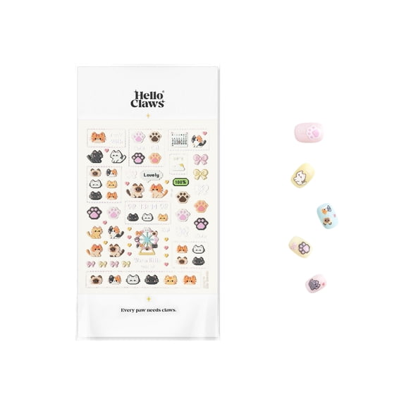 Hello Claws Pixel-art Style Lovely Kitty Puppy Nail Deco Sticker, 1 Sheets Nail Sticker Pack