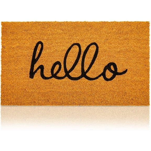 Hello Coco Coir Doormat for Patio, Natural Fall Welcome Mat for Front Door (17 x 30 In)