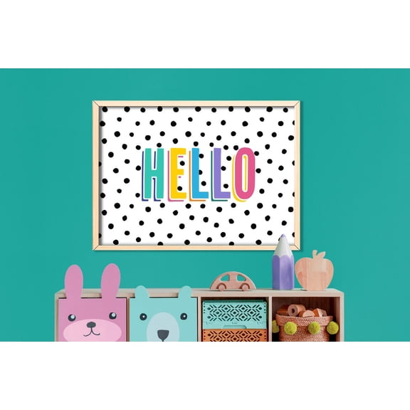 Hello Colourful Dotty Wall Art Bedroom Print Wall Art, Modern Wall Decor, 16x24 UNFRAMED