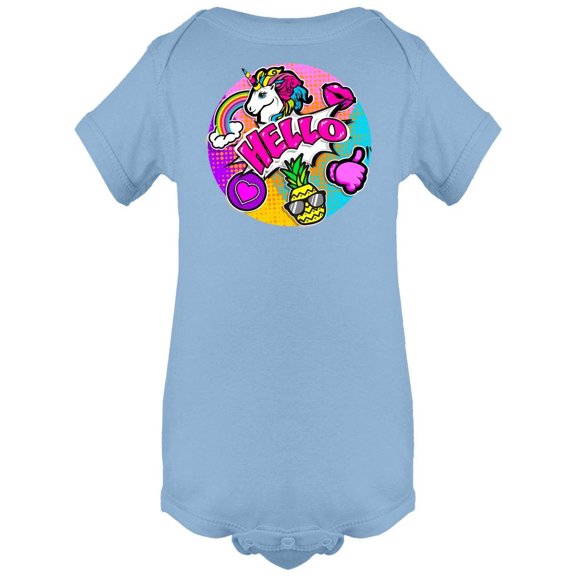 Hello, Comic Style Icons Bodysuit Infant -Image by Shutterstock,  24 Months
