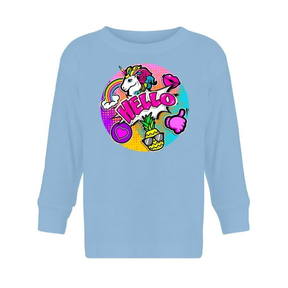 Hello, Comic Style Icons Long Sleeve Toddler -Image by Shutterstock,  2 Toddler