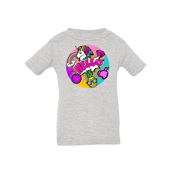 Hello, Comic Style Icons T-Shirt Infant -Image by Shutterstock,  6 Months