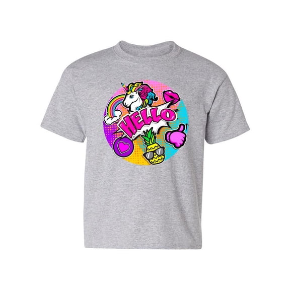 Hello, Comic Style Icons T-Shirt Juniors -Image by Shutterstock,  Medium
