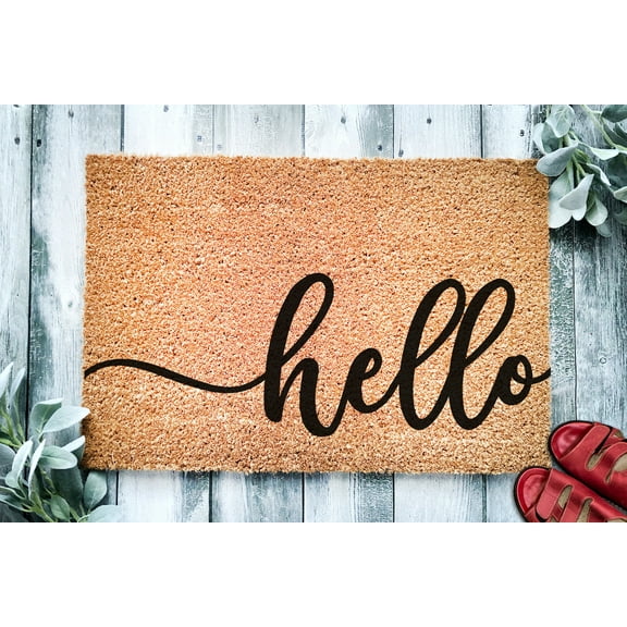 Hello Cursive Script Door Mat | Custom Doormat | Welcome Mat | Door Mat | Housewarming Gift | Home Doormat | Home Decor | Front Door