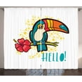 thumbnail image 1 of Ambesonne Hello Curtains 2 Panel Set, Toucan Bird with Hibiscus, 108" x 96", Multicolor, 1 of 3