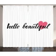 thumbnail image 1 of Ambesonne Hello Curtains 2 Panel Set, Pink Heart for Loved Ones, 108" x 108", Pink Black, 1 of 3