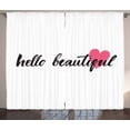 thumbnail image 1 of Ambesonne Hello Curtains 2 Panel Set, Pink Heart for Loved Ones, 108" x 96", Pink Black, 1 of 3