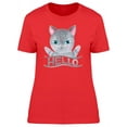 thumbnail image 1 of Hello, Cute Gray Furry Kitten T-Shirt Women -Image by Shutterstock, Female Large, 1 of 2