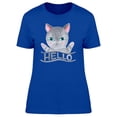 thumbnail image 1 of Hello, Cute Gray Furry Kitten T-Shirt Women -Image by Shutterstock, Female Large, 1 of 2