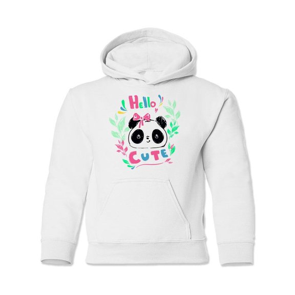 Hello Cute Panda Hoodie Juniors -Image by Shutterstock,  Large