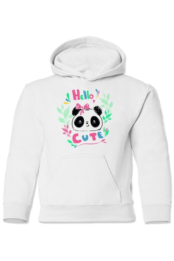 Hello Cute Panda Hoodie Juniors -Image by Shutterstock, Large