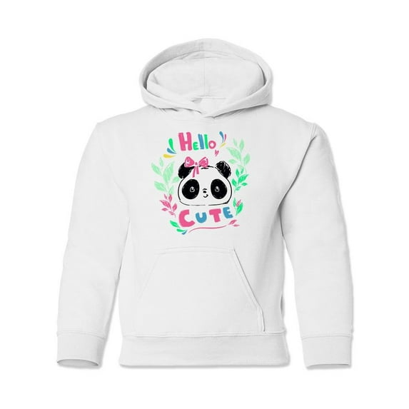 Hello Cute Panda Hoodie Juniors -Image by Shutterstock, Large
