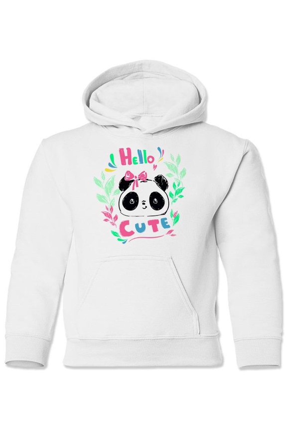Hello Cute Panda Hoodie Juniors -Image by Shutterstock, Medium