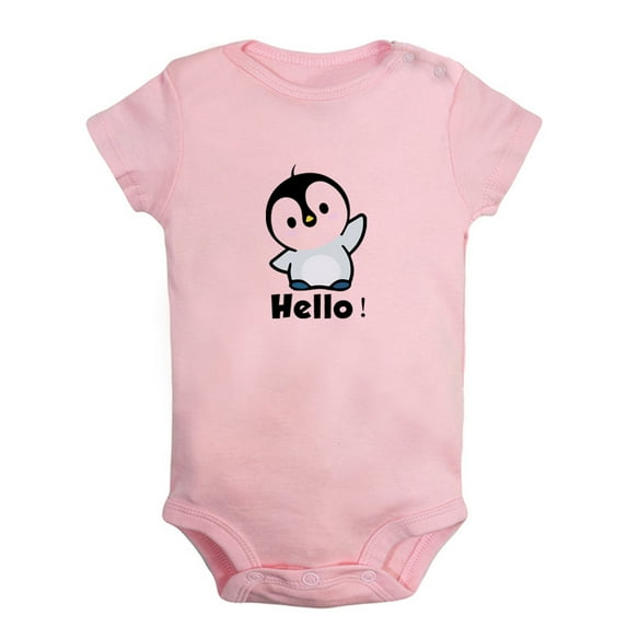 Hello Cute Romper For Babies, Animal Penguin Pattern Jumpsuit, Newborn Baby Unisex Bodysuits, Infant Jumpsuits, Toddler 0-24 Months Kids One-Piece Oufits
