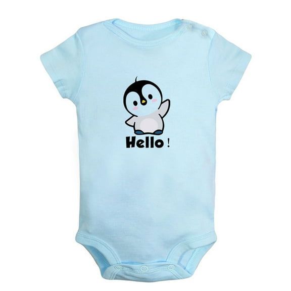 Hello Cute Romper For Babies, Animal Penguin Pattern Jumpsuit, Newborn Baby Unisex Bodysuits, Infant Jumpsuits, Toddler 0-24 Months Kids One-Piece Oufits