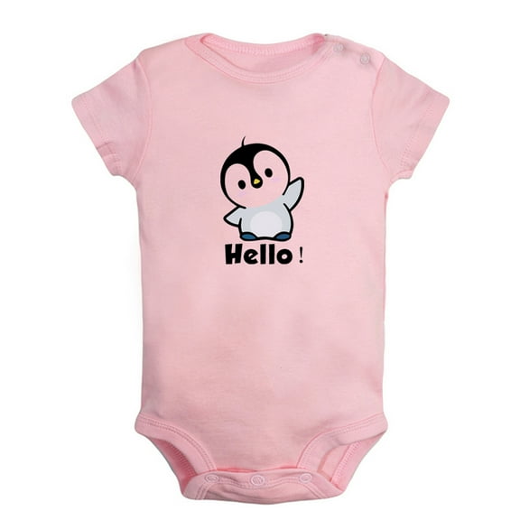 Hello Cute Romper For Babies, Animal Penguin Pattern Jumpsuit, Newborn Baby Unisex Bodysuits, Infant Jumpsuits, Toddler 0-24 Months Kids One-Piece Oufits