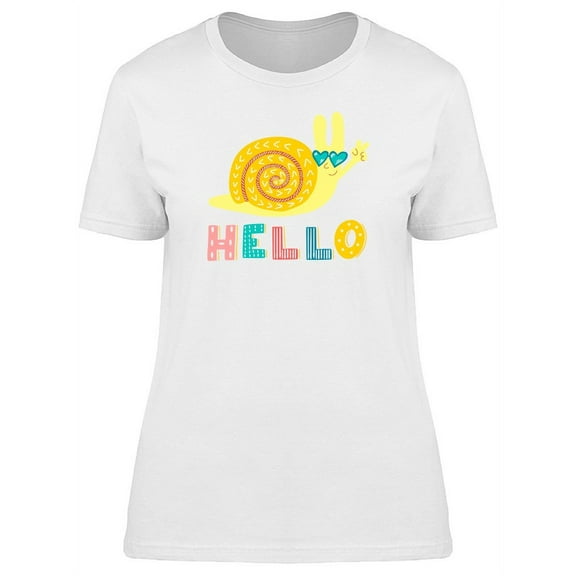 Hello! Cute Snail Doodle T-Shirt Women -Image by Shutterstock, Female Medium