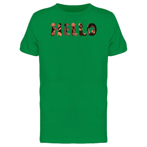 Hello Dachshund Dogs Lettering Tee Men's -Image by Shutterstock