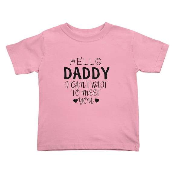Hello Daddy I Can't Wait To Meet Yous Funny Toddler T Shirts for Boys Girls (Pink, Youth L)