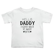 BABYWEN Hello Daddy I Can't Wait To Meet Yous Funny Toddler T Shirts for Boys Girls (White, Youth L)