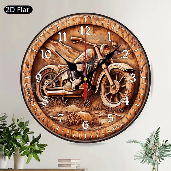 Hello Daisy Floral Polka Dot Round Wall Clock - Black and White Modern Farmhouse Silent Home Decor