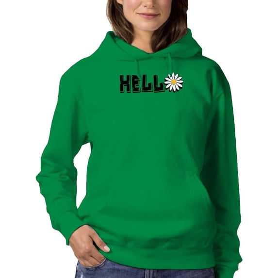 Hello Daisy Flower Hoodie Women -Image by Shutterstock, Female 5X-Large