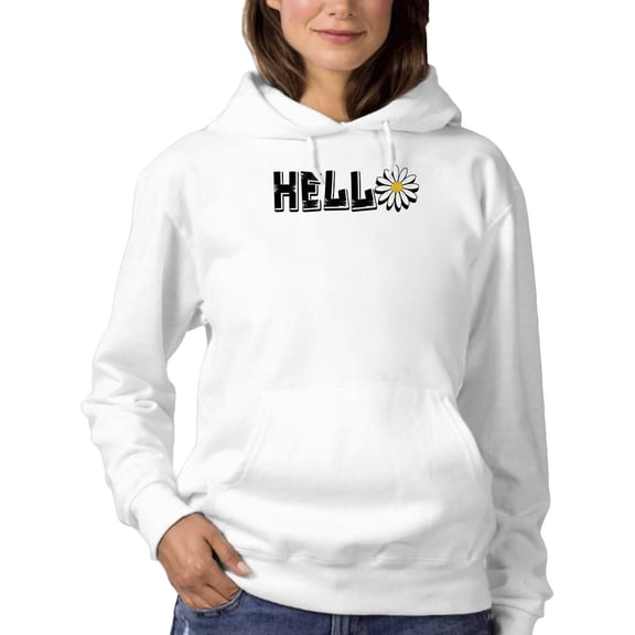 Hello Daisy Flower Hoodie Women -Image by Shutterstock, Female x-Large
