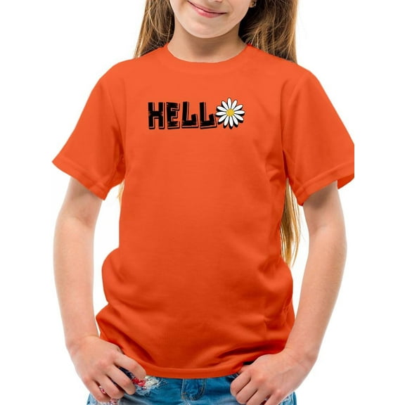 Hello Daisy Flower T-Shirt Juniors -Image by Shutterstock, Large