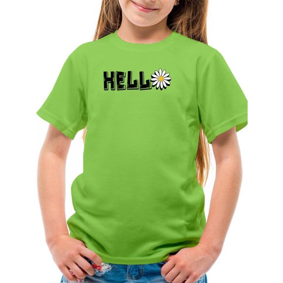 Hello Daisy Flower T-Shirt Juniors -Image by Shutterstock,  Small