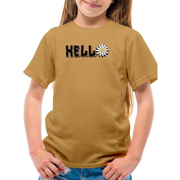 Hello Daisy Flower T-Shirt Juniors -Image by Shutterstock, x-Small