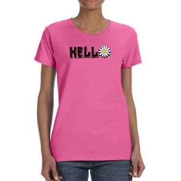 Hello Daisy Flower T-Shirt Women -Image by Shutterstock, Female Medium