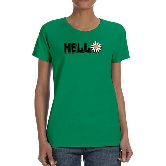 Hello Daisy Flower T-Shirt Women -Image by Shutterstock, Female Small