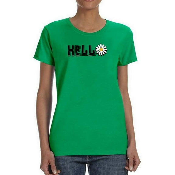 Hello Daisy Flower T-Shirt Women -Image by Shutterstock, Female XX-Large