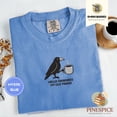 thumbnail image 1 of Hello Darkness Crow Tee, Embroidered Coffee Bird Shirt, Comfort Colors 1717, Funny Goth T-Shirt, Caffeine Lover Tee, Dark Humor Shirt, 1 of 4